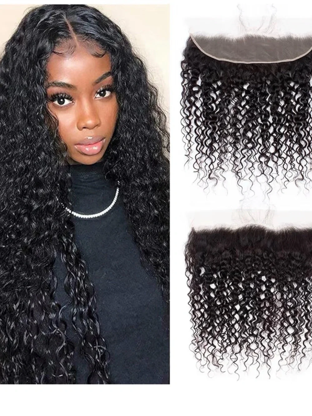 Natural Deep Wave Black Lace Frontal - Seamless Hairline